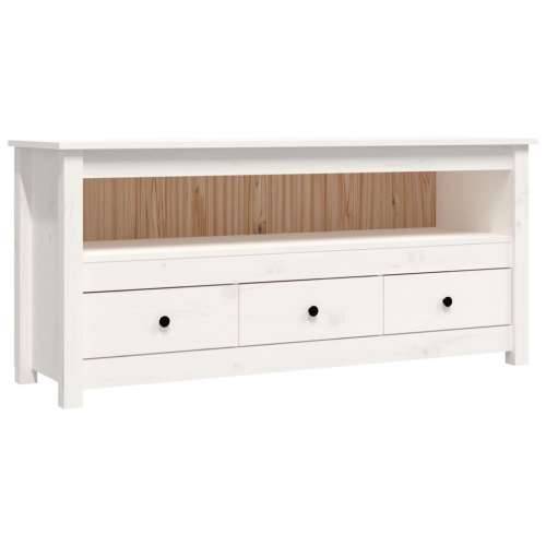 TV ormarić bijeli 114 x 35 x 52 cm od masivne borovine - Bijela 1 Cijena
