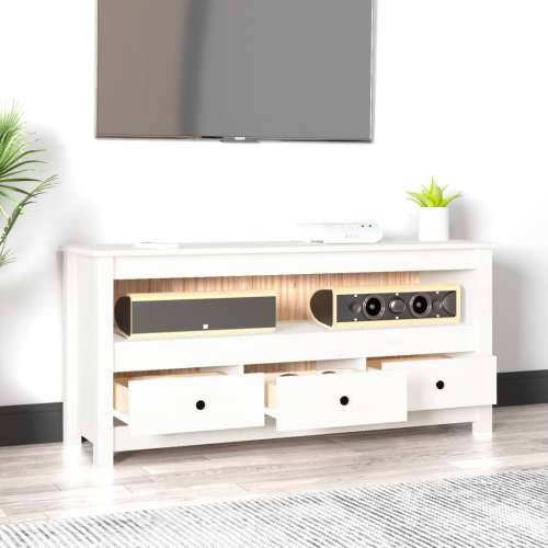 TV ormarić bijeli 114 x 35 x 52 cm od masivne borovine - Bijela 1 Cijena