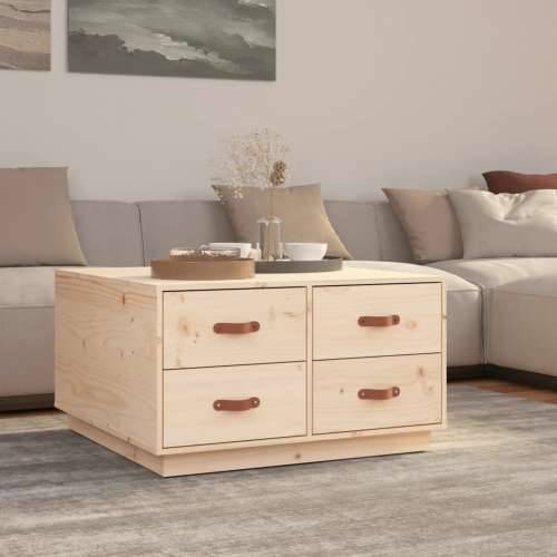 Stolić za kavu 80 x 80 x 45 cm od masivne borovine - Prirodna 1 Cijena