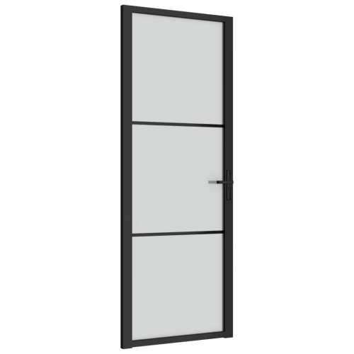 Unutarnja vrata 76 x 201,5 cm crna od mat stakla i aluminija Cijena