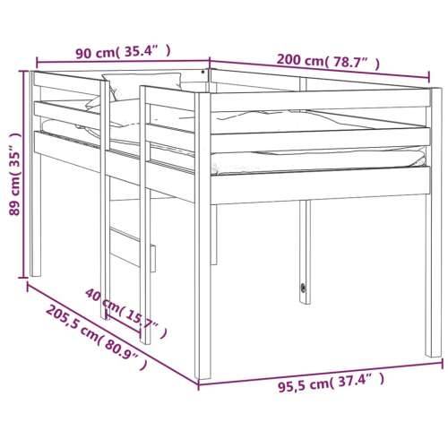 Visoki krevet 90 x 200 cm od masivne borovine - Prirodna 90 x 200 cm Cijena