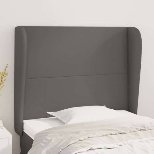 Uzglavlje s ušima sivo 83 x 23 x 118/128 cm od umjetne kože - Siva 83 x 23 x 118/128 cm 1 Cijena
