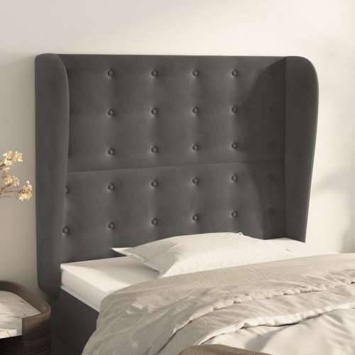 Uzglavlje s ušima tamnosivo 93x23x118/128 cm baršunasto - Tamno siva 93 x 23 x 118/128 cm 1 Cijena
