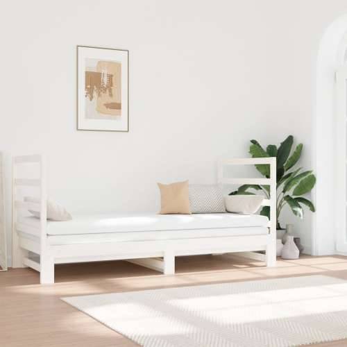 Dnevni ležaj na izvlačenje bijeli 2x(90x190)cm masivna borovina - Bijela Cijena