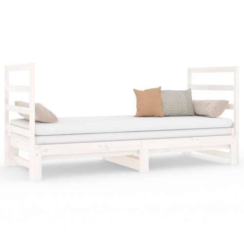 Dnevni ležaj na izvlačenje bijeli 2x(90x190)cm masivna borovina - Bijela Cijena
