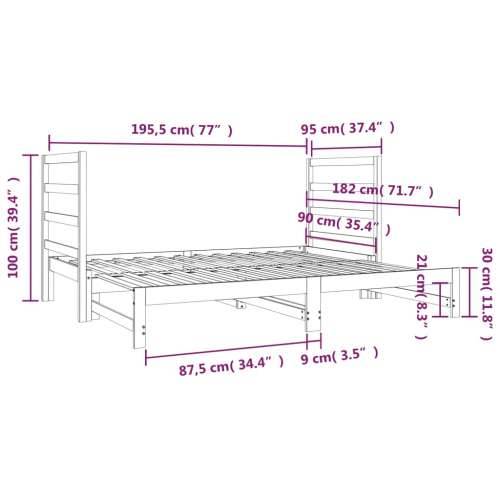 Dnevni ležaj na izvlačenje bijeli 2x(90x190)cm masivna borovina - Bijela Cijena