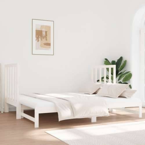 Dnevni ležaj na izvlačenje bijeli 2x(90x190)cm masivna borovina - Bijela Cijena
