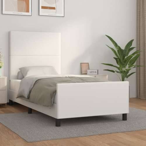Okvir za krevet s uzglavljem bijeli 80 x 200 cm od umjetne kože - Bijela 80 x 200 cm Gladak dizajn Cijena