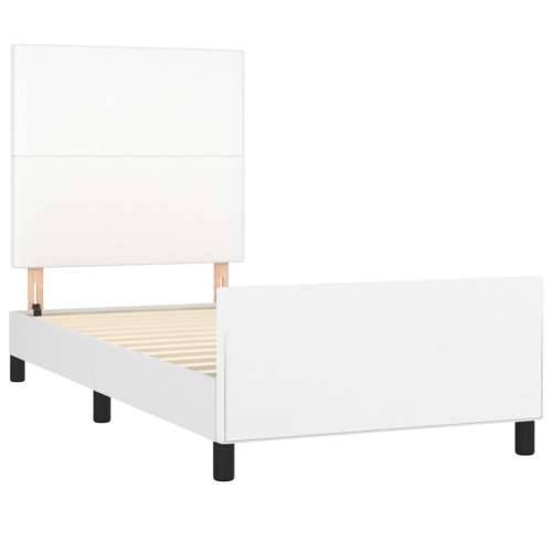 Okvir za krevet s uzglavljem bijeli 80 x 200 cm od umjetne kože - Bijela 80 x 200 cm Gladak dizajn Cijena
