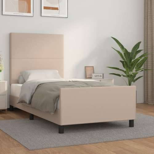 Okvir za krevet s uzglavljem cappuccino 80x200 cm umjetna koža - Boja cappuccina 80 x 200 cm Gladak dizajn Cijena
