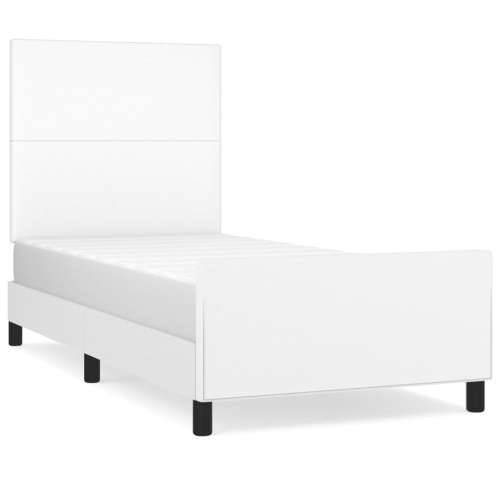 Okvir za krevet s uzglavljem bijeli 100x200 cm od umjetne kože - Bijela 100 x 200 cm Gladak dizajn Cijena