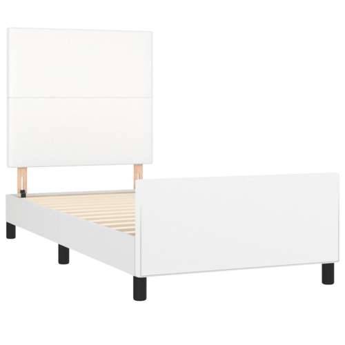Okvir za krevet s uzglavljem bijeli 100x200 cm od umjetne kože - Bijela 100 x 200 cm Gladak dizajn Cijena
