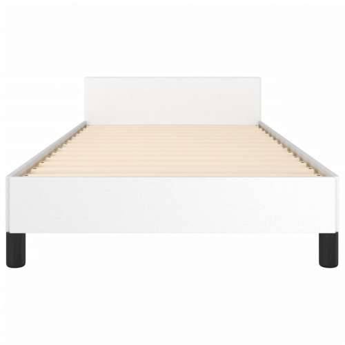 Okvir za krevet s uzglavljem bijeli 100x200 cm od umjetne kože - Bijela 100 x 200 cm Gladak dizajn Cijena