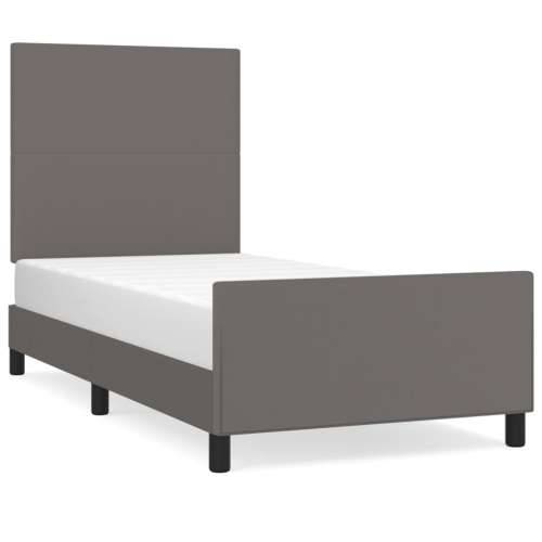 Okvir za krevet s uzglavljem sivi 100x200 cm od umjetne kože - Siva 100 x 200 cm Gladak dizajn Cijena