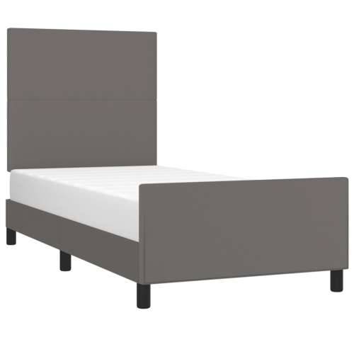 Okvir za krevet s uzglavljem sivi 100x200 cm od umjetne kože - Siva 100 x 200 cm Gladak dizajn Cijena