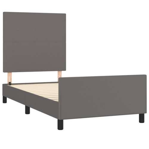 Okvir za krevet s uzglavljem sivi 100x200 cm od umjetne kože - Siva 100 x 200 cm Gladak dizajn Cijena
