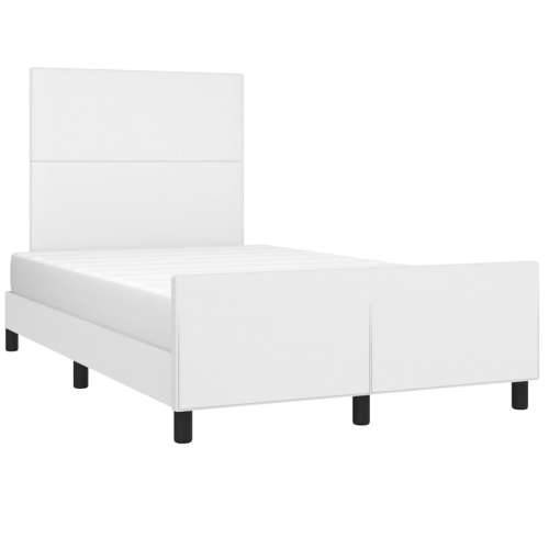 Okvir za krevet s uzglavljem bijeli 120x200 cm od umjetne kože - Bijela 120 x 200 cm Gladak dizajn Cijena