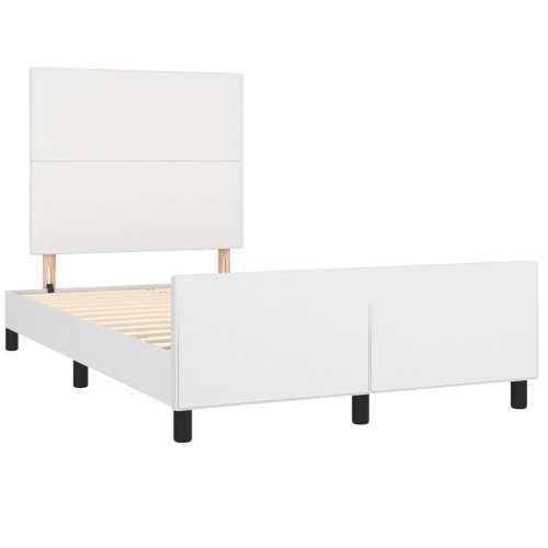 Okvir za krevet s uzglavljem bijeli 120x200 cm od umjetne kože - Bijela 120 x 200 cm Gladak dizajn Cijena