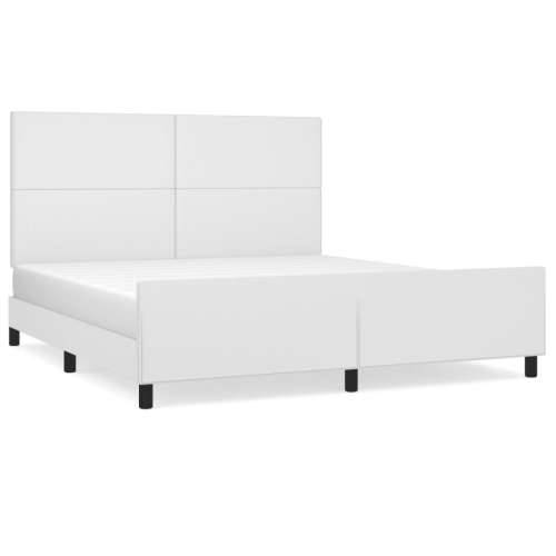 Okvir za krevet s uzglavljem bijeli 160x200 cm od umjetne kože - Bijela 160 x 200 cm Gladak dizajn Cijena