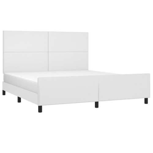 Okvir za krevet s uzglavljem bijeli 160x200 cm od umjetne kože - Bijela 160 x 200 cm Gladak dizajn Cijena