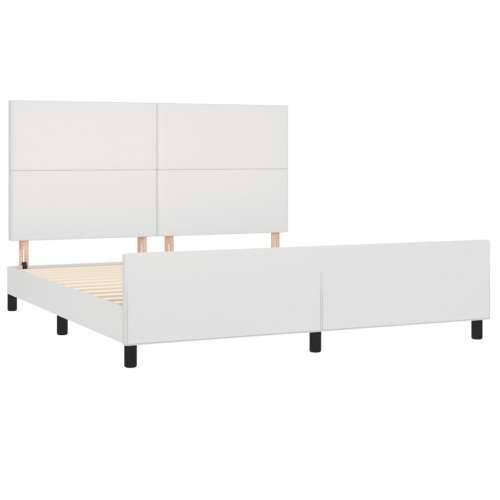 Okvir za krevet s uzglavljem bijeli 160x200 cm od umjetne kože - Bijela 160 x 200 cm Gladak dizajn Cijena
