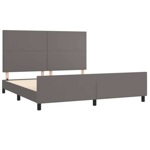Okvir za krevet s uzglavljem sivi 160x200 cm od umjetne kože - Siva 160 x 200 cm Gladak dizajn Cijena