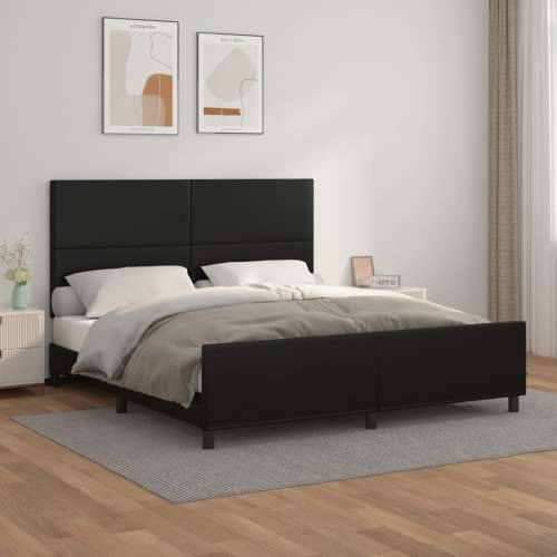 Okvir za krevet s uzglavljem crni 180x200 cm od umjetne kože - Crna 180 x 200 cm Gladak dizajn Cijena
