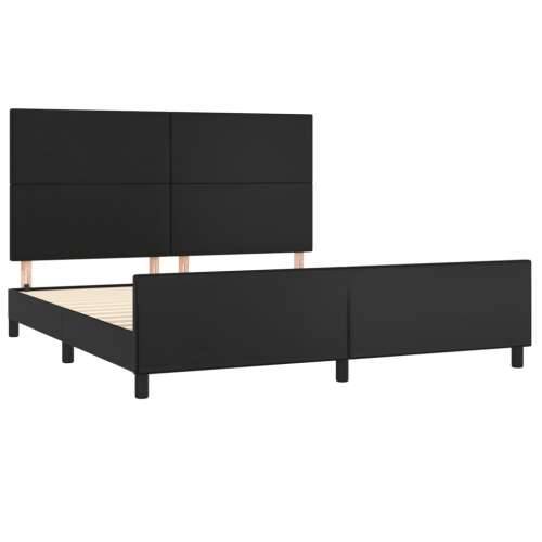 Okvir za krevet s uzglavljem crni 180x200 cm od umjetne kože - Crna 180 x 200 cm Gladak dizajn Cijena