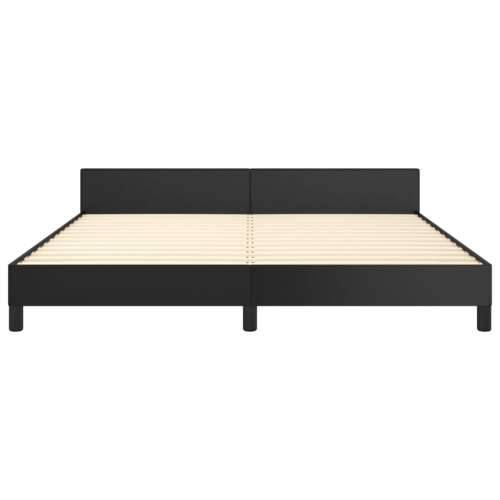 Okvir za krevet s uzglavljem crni 180x200 cm od umjetne kože - Crna 180 x 200 cm Gladak dizajn Cijena