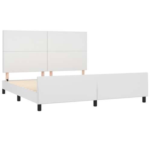 Okvir za krevet s uzglavljem bijeli 180x200 cm od umjetne kože - Bijela 180 x 200 cm Gladak dizajn Cijena