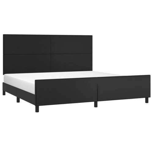 Okvir za krevet s uzglavljem crni 200x200 cm od umjetne kože - Crna 200 x 200 cm Gladak dizajn Cijena