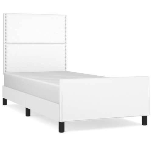 Okvir za krevet s uzglavljem bijela 90x200 cm od umjetne kože - Bijela 90 x 200 cm Obično s čavlima Cijena