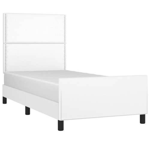 Okvir za krevet s uzglavljem bijela 90x200 cm od umjetne kože - Bijela 90 x 200 cm Obično s čavlima Cijena