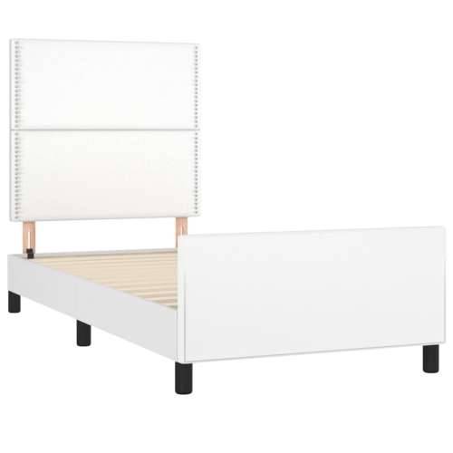 Okvir za krevet s uzglavljem bijela 90x200 cm od umjetne kože - Bijela 90 x 200 cm Obično s čavlima Cijena