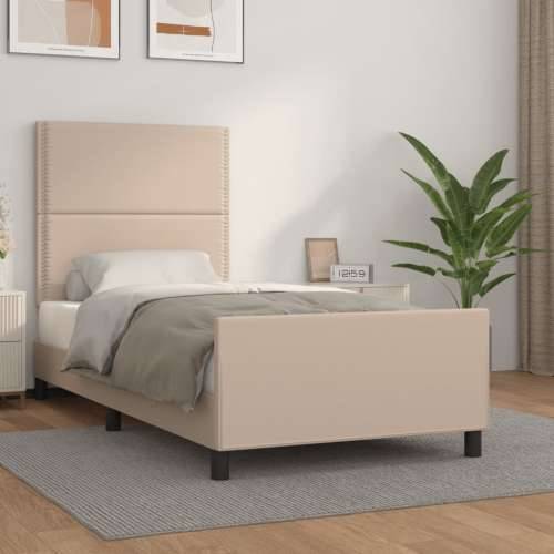 Okvir za krevet s uzglavljem cappuccino 90x200 cm umjetna koža - Boja cappuccina 90 x 200 cm Obično s čavlima Cijena