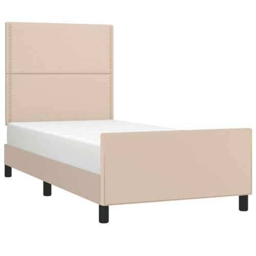 Okvir za krevet s uzglavljem cappuccino 90x200 cm umjetna koža - Boja cappuccina 90 x 200 cm Obično s čavlima Cijena