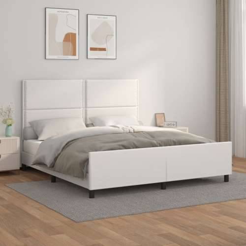 Okvir za krevet s uzglavljem bijeli 160x200 cm od umjetne kože - Bijela 160 x 200 cm Obično s čavlima Cijena