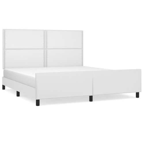 Okvir za krevet s uzglavljem bijeli 160x200 cm od umjetne kože - Bijela 160 x 200 cm Obično s čavlima Cijena