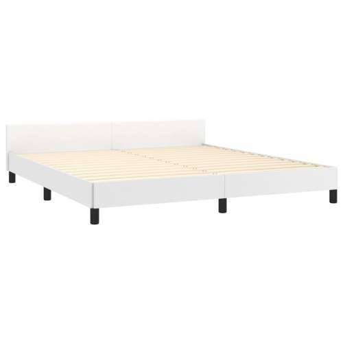 Okvir za krevet s uzglavljem bijeli 160x200 cm od umjetne kože - Bijela 160 x 200 cm Obično s čavlima Cijena