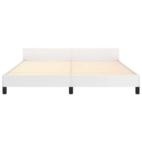 Okvir za krevet s uzglavljem bijeli 160x200 cm od umjetne kože - Bijela 160 x 200 cm Obično s čavlima Cijena