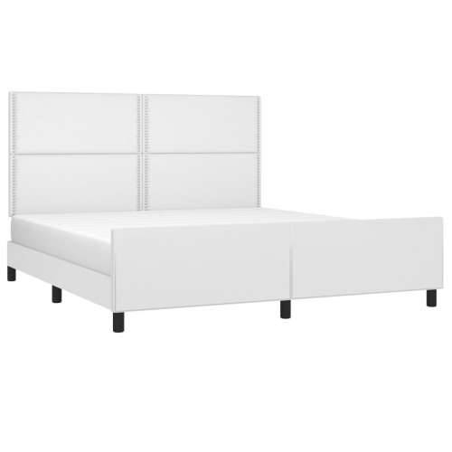Okvir za krevet s uzglavljem bijeli 180x200 cm od umjetne kože - Bijela 180 x 200 cm Obično s čavlima Cijena