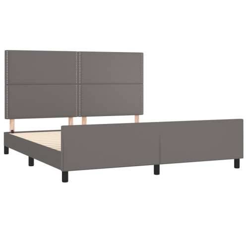 Okvir za krevet s uzglavljem sivi 180x200 cm od umjetne kože - Siva 180 x 200 cm Obično s čavlima Cijena