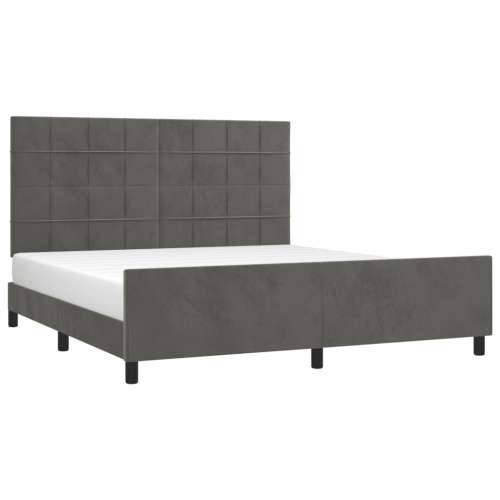 Okvir za krevet s uzglavljem tamnosivi 180x200 cm baršunasti - Tamno siva 180 x 200 cm Blok s kvadratima Cijena