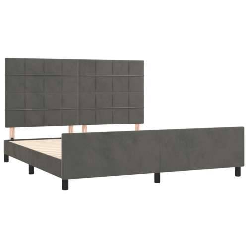 Okvir za krevet s uzglavljem tamnosivi 180x200 cm baršunasti - Tamno siva 180 x 200 cm Blok s kvadratima Cijena