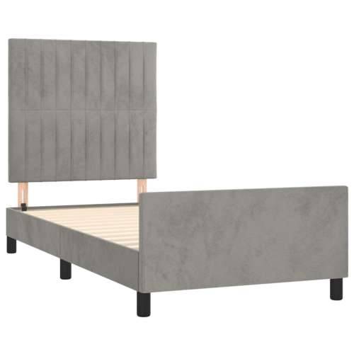 Okvir kreveta bez madraca svjetlosivi 90x200 cm baršunasti - Svjetlosiva 90 x 200 cm Okomite pruge Cijena