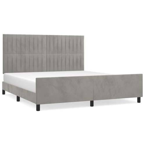 Okvir za krevet s uzglavljem svjetlosivi 180x200 cm baršunasti - Svjetlosiva 180 x 200 cm Okomite pruge Cijena