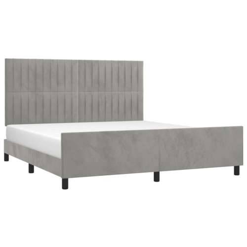Okvir za krevet s uzglavljem svjetlosivi 180x200 cm baršunasti - Svjetlosiva 180 x 200 cm Okomite pruge Cijena