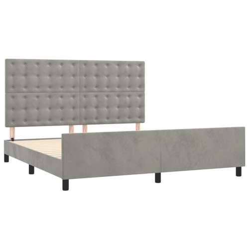 Okvir za krevet s uzglavljem svjetlosivi 180x200 cm baršunasti - Svjetlosiva 180 x 200 cm gumbi Cijena