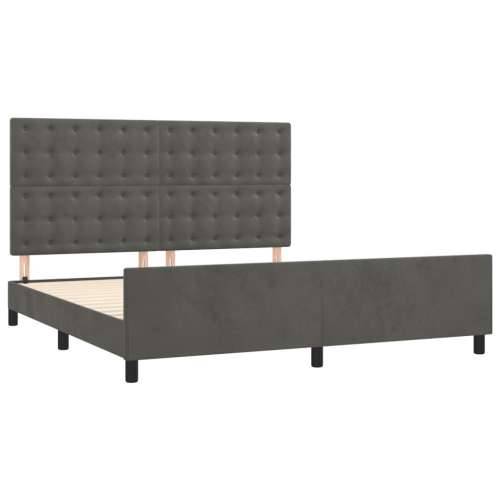 Okvir za krevet s uzglavljem tamnosivi 180x200 cm baršunasti - Tamno siva 180 x 200 cm gumbi Cijena