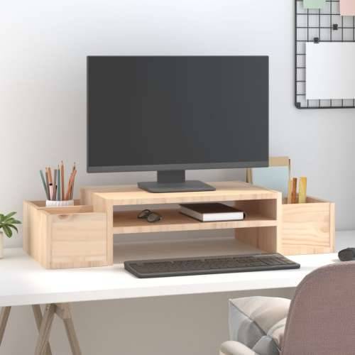 Stalak za monitor 70 x 27,5 x 15 cm od masivne borovine - Prirodna 70 x 27.5 x 15 cm Cijena